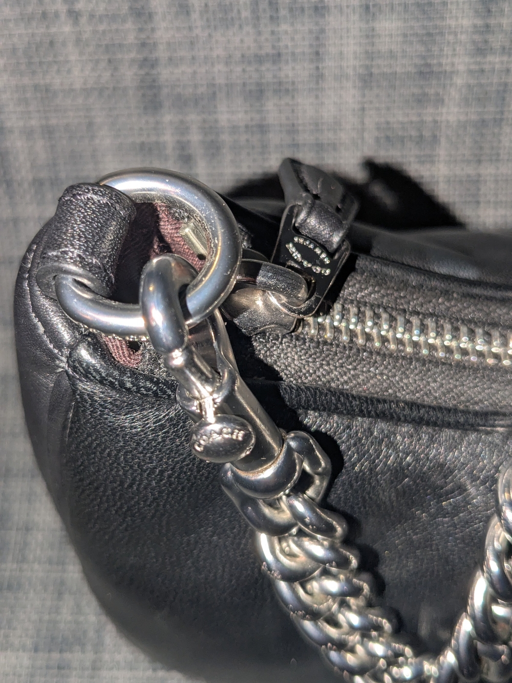 Coach Teri Quilted Black Leather Shoulder Bag with Chain Strap - Picture 4 of 7